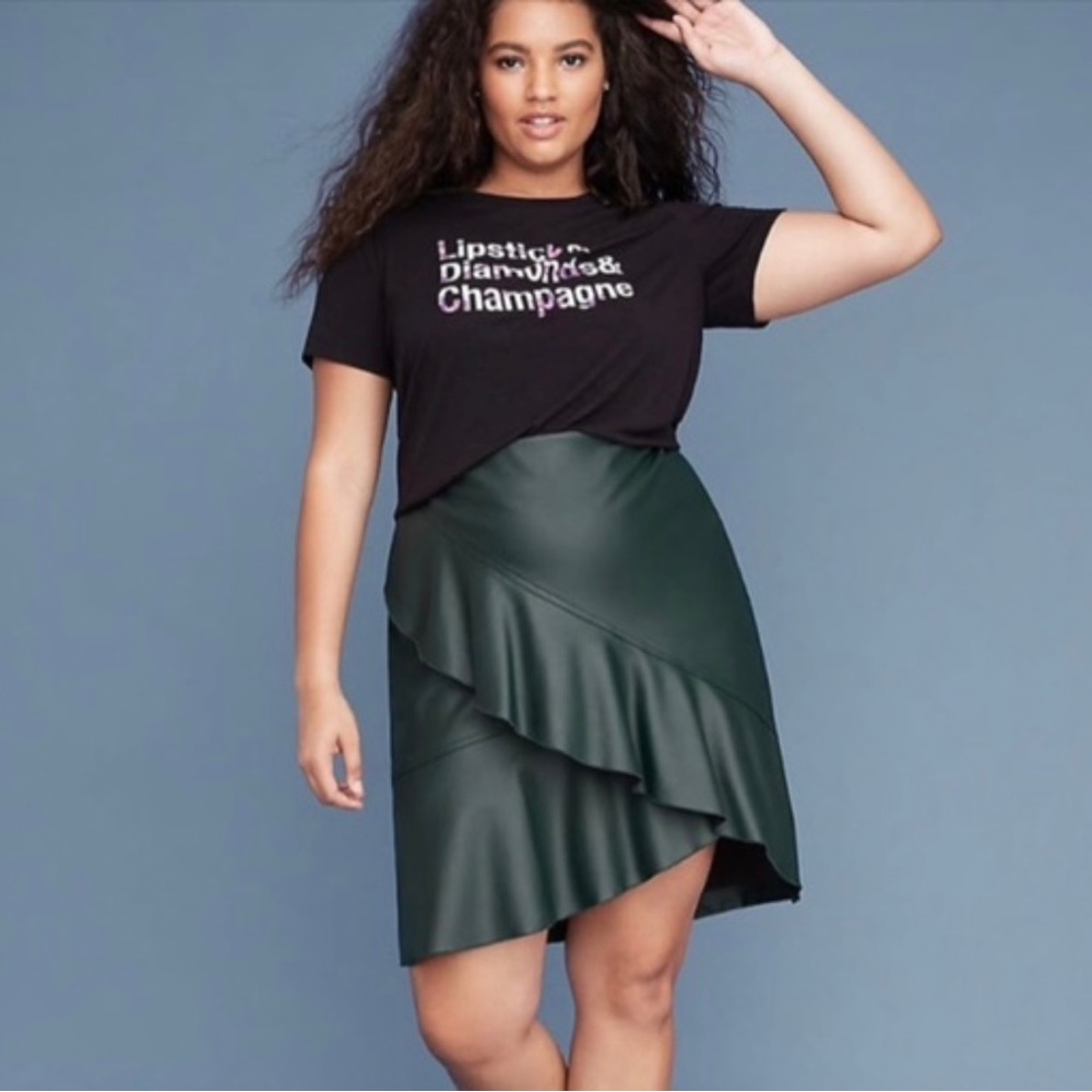 Lane Bryant Emerald Green Faux Leather Skirt